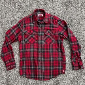 Wrangler | Classic Plaid Flannel Shirt | 100% Cotton | Red/Grey | Size Small